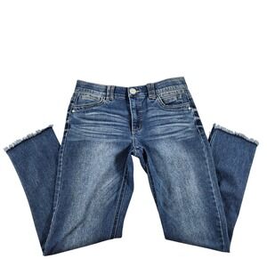 Democracy Womens Ab Technology Tulip Frayed Hem Jeans Medium Wash Blue Size 8